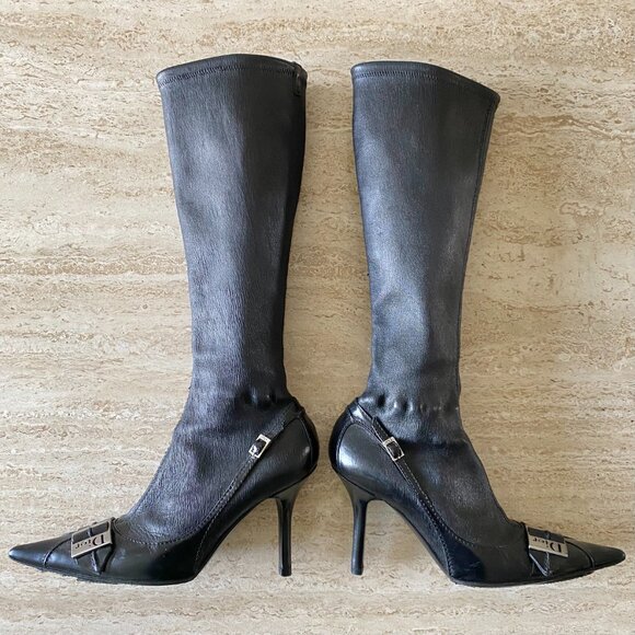 Vintage Dior Buckle Knee High Sock Boots - Picture 2 of 10